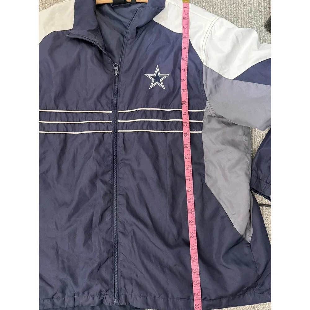 Dallas Cowboys Reebok Windbreaker Jacket Men’s Large Navy Gray NFL Full Zip